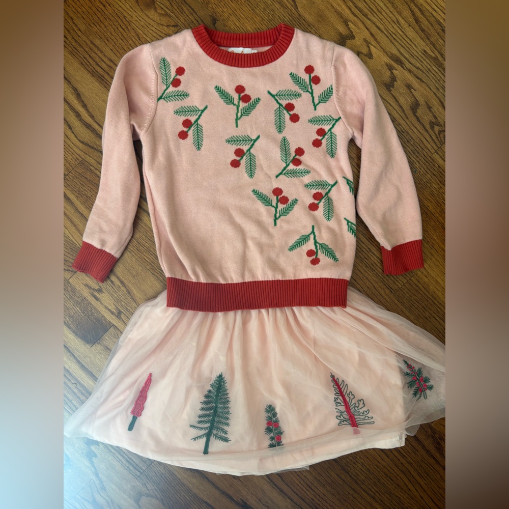 Festive Pink Sweater and Skirt Set